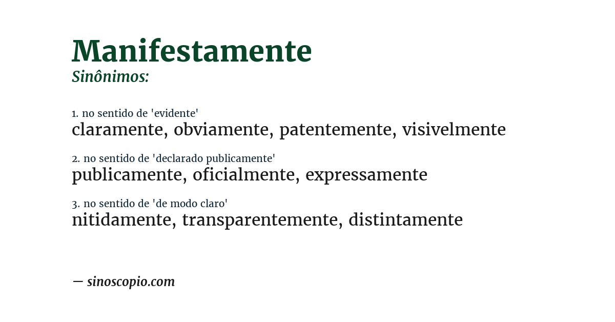 Sinônimo de manifestamente