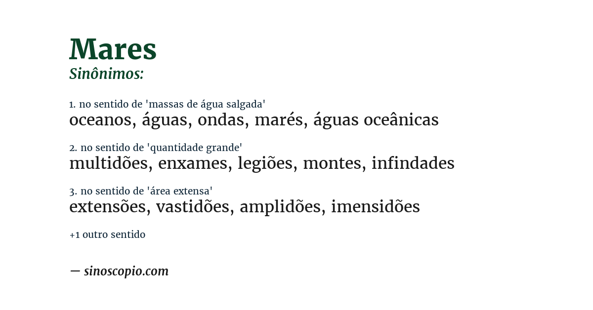 Sinônimo de mares