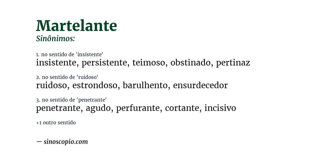 Sinônimo de martelante
