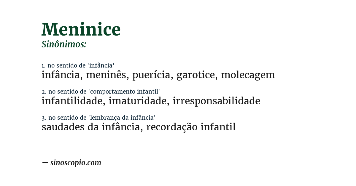 Sinônimo de meninice