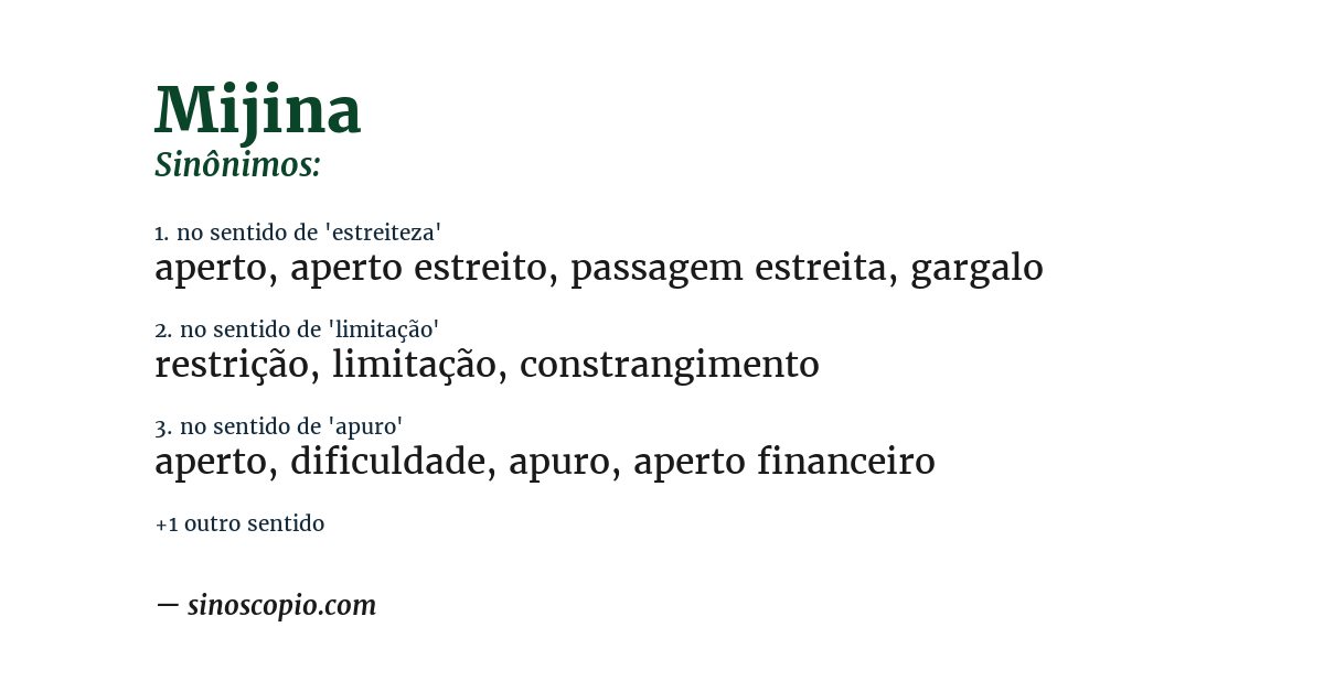 Sinônimo de mijina
