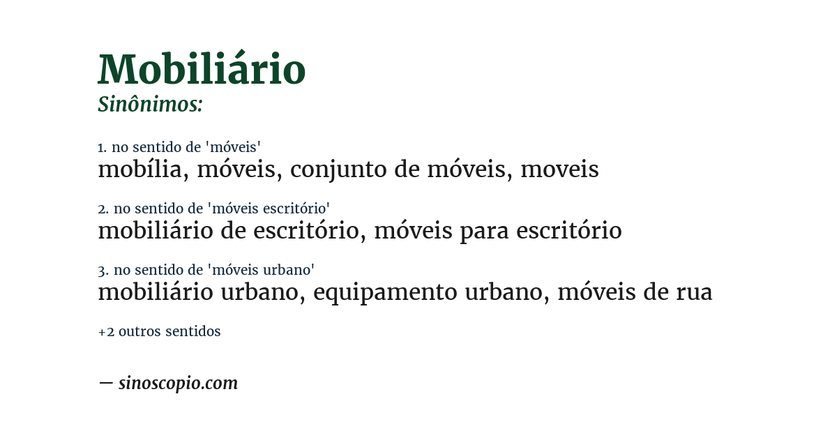 Sinônimo de mobiliário