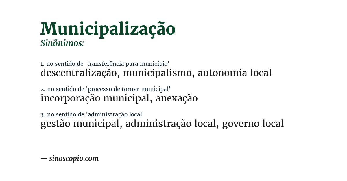 Sinônimo de municipalização