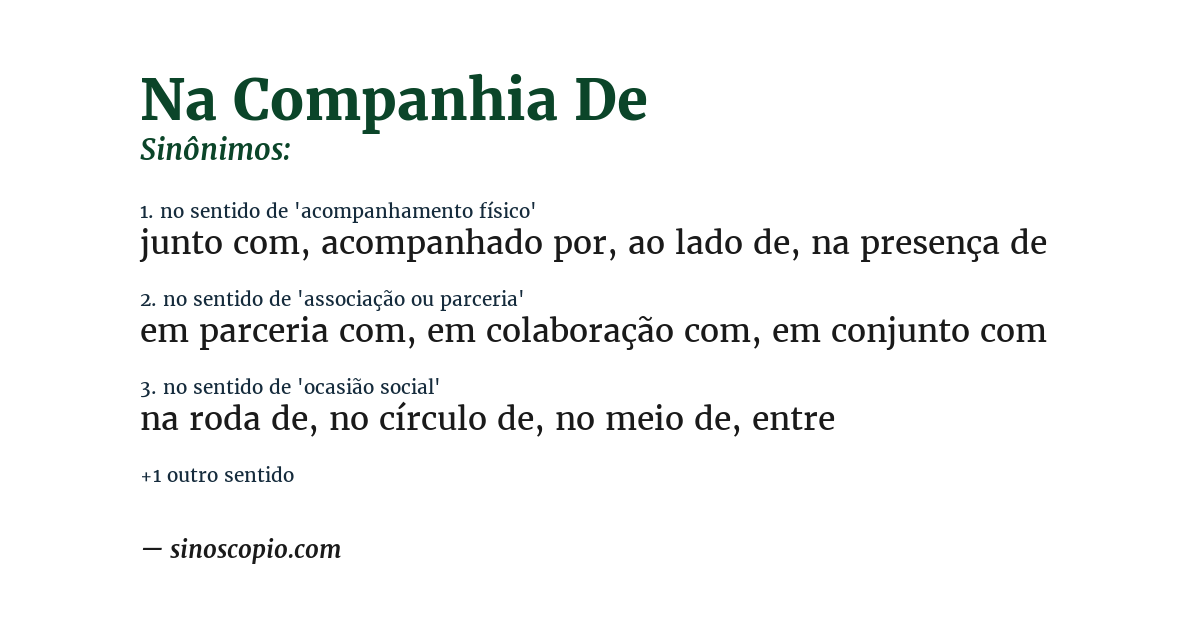 Sinônimo de na companhia de