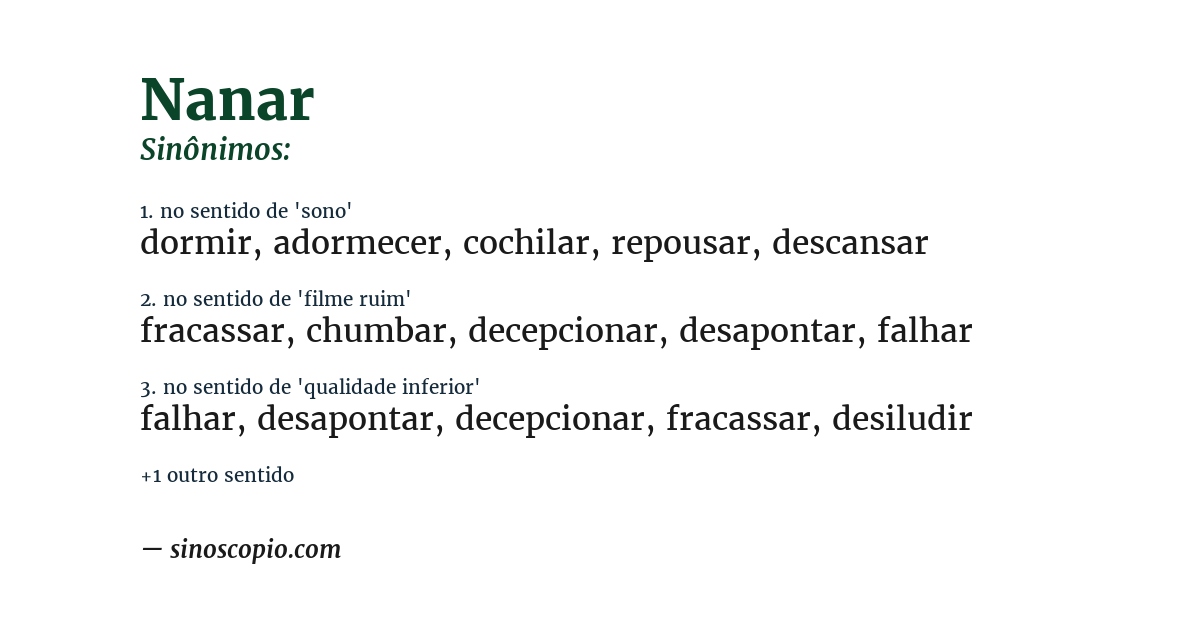 Sinônimo de nanar