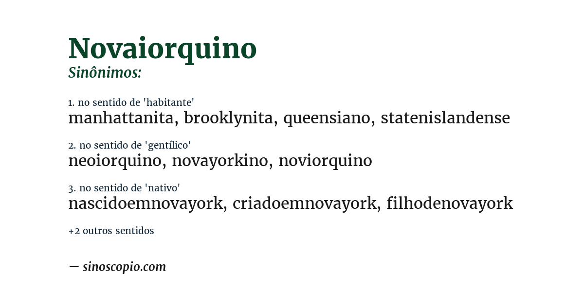 Sinônimo de novaiorquino