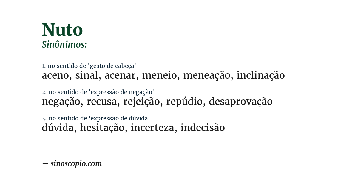 Sinônimo de nuto
