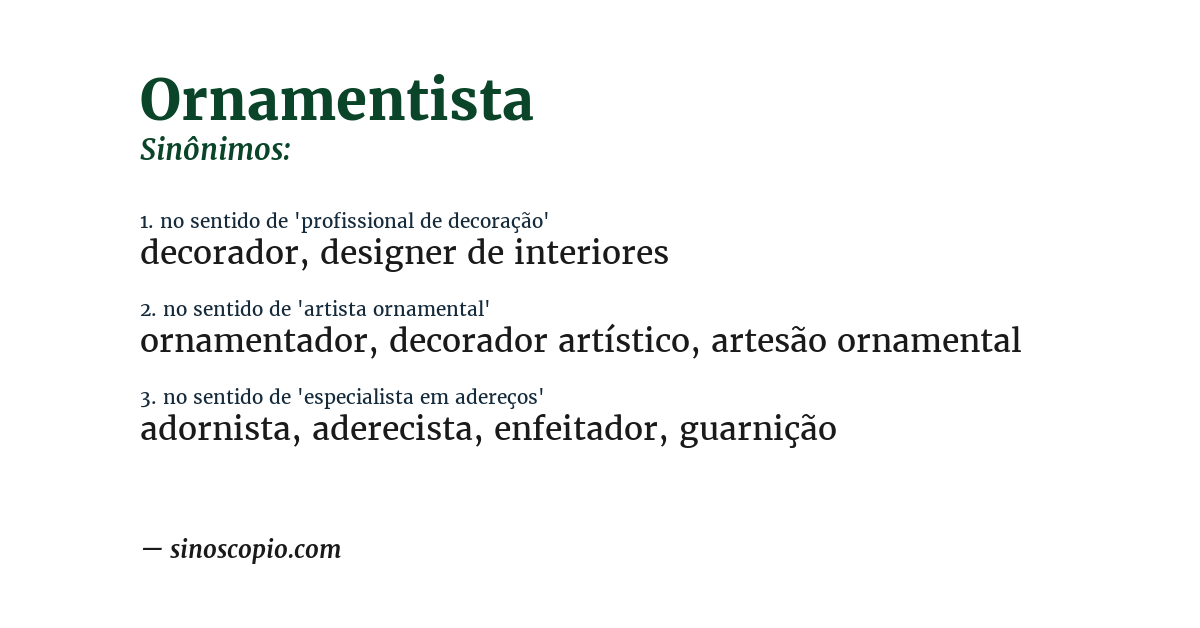 Sinônimo de ornamentista