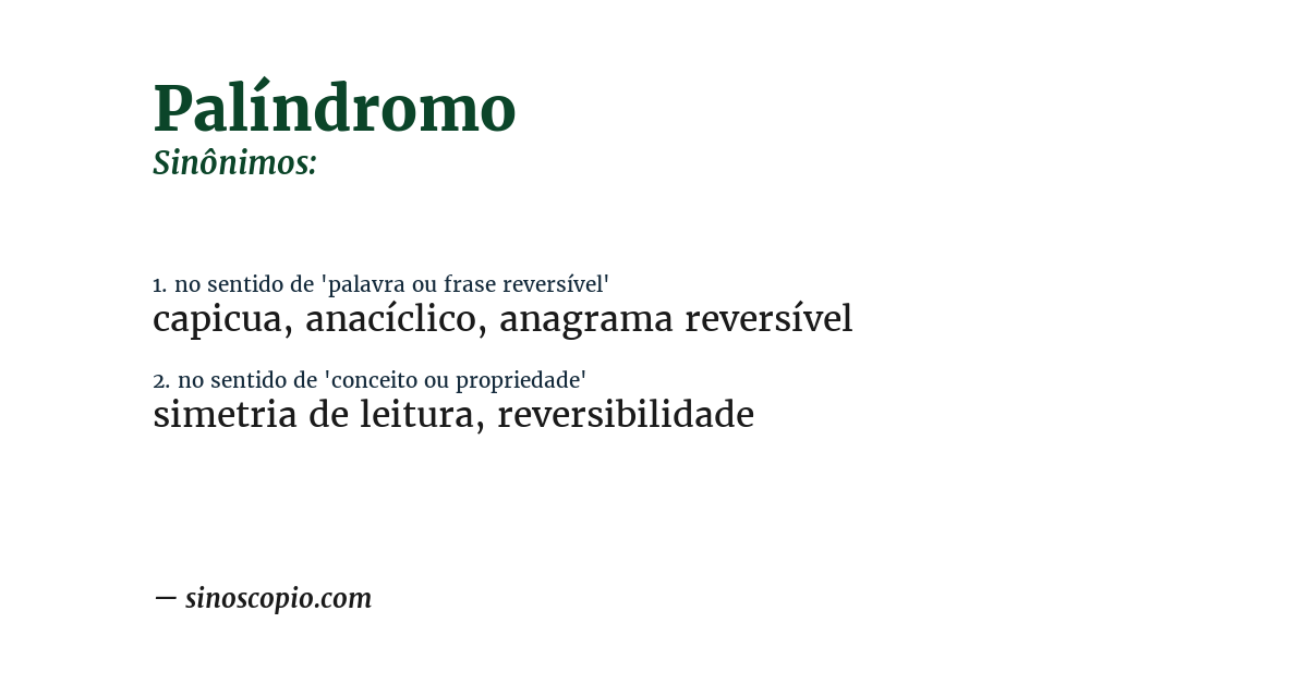 Sinônimo de palíndromo