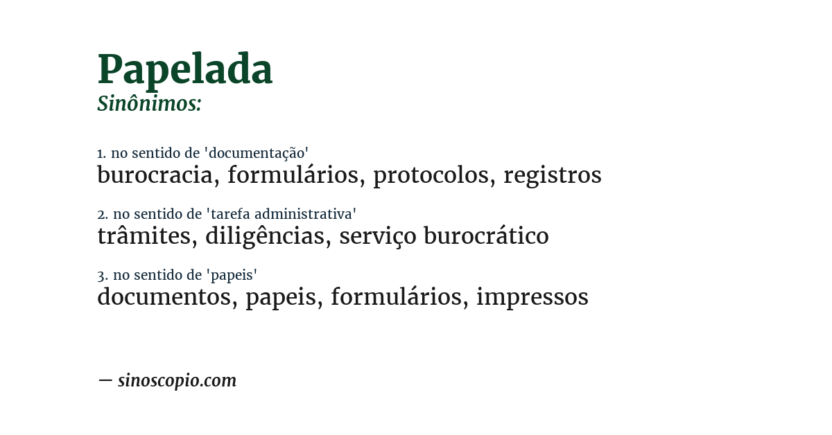 Sinônimo de papelada