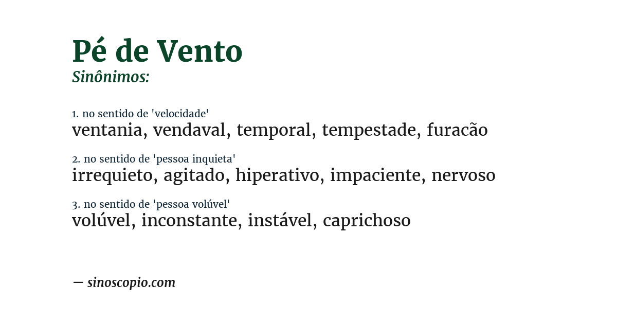 Sinônimo de pé de vento
