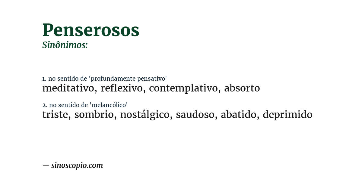 Sinônimo de penserosos