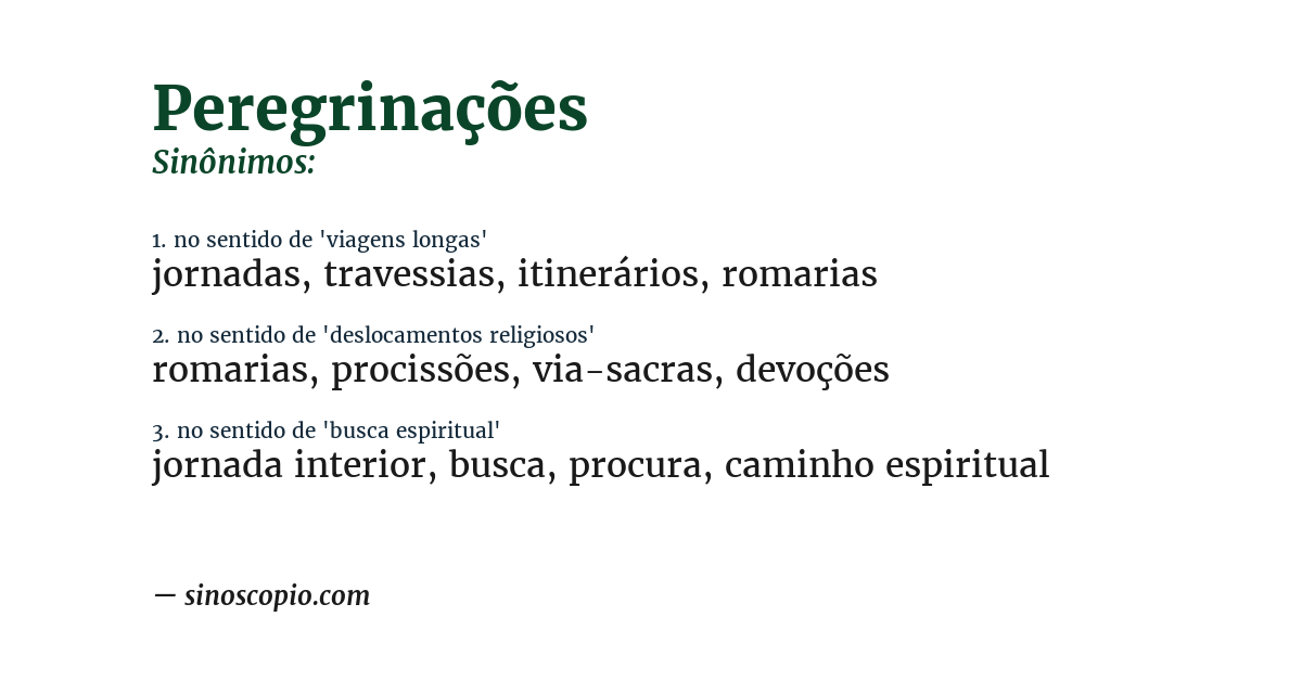 Sinônimo de peregrinações