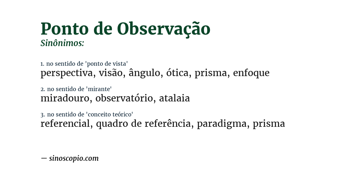 Sinônimo de ponto de observação