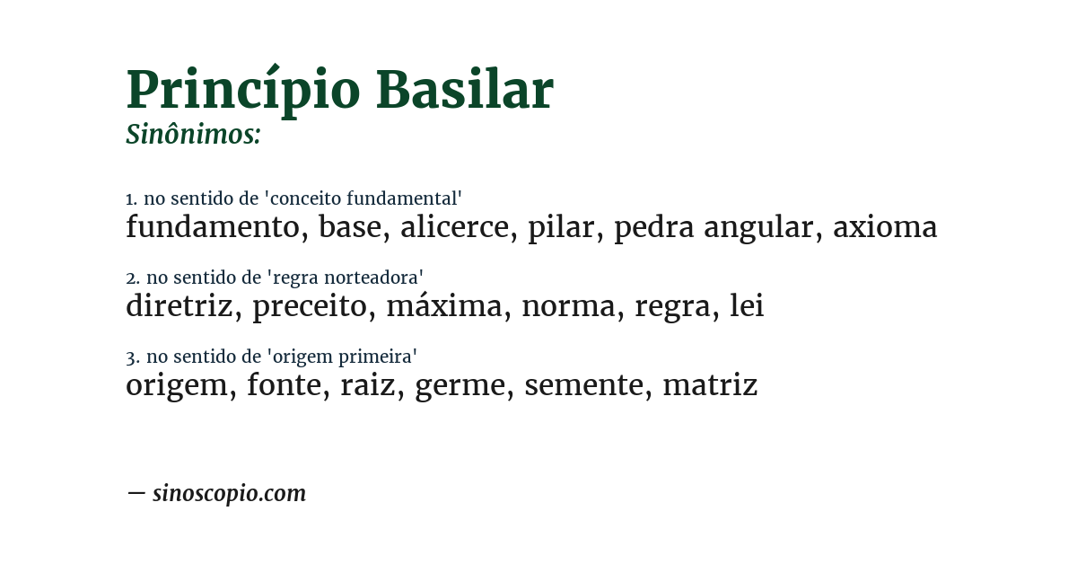 Sinônimo de princípio basilar