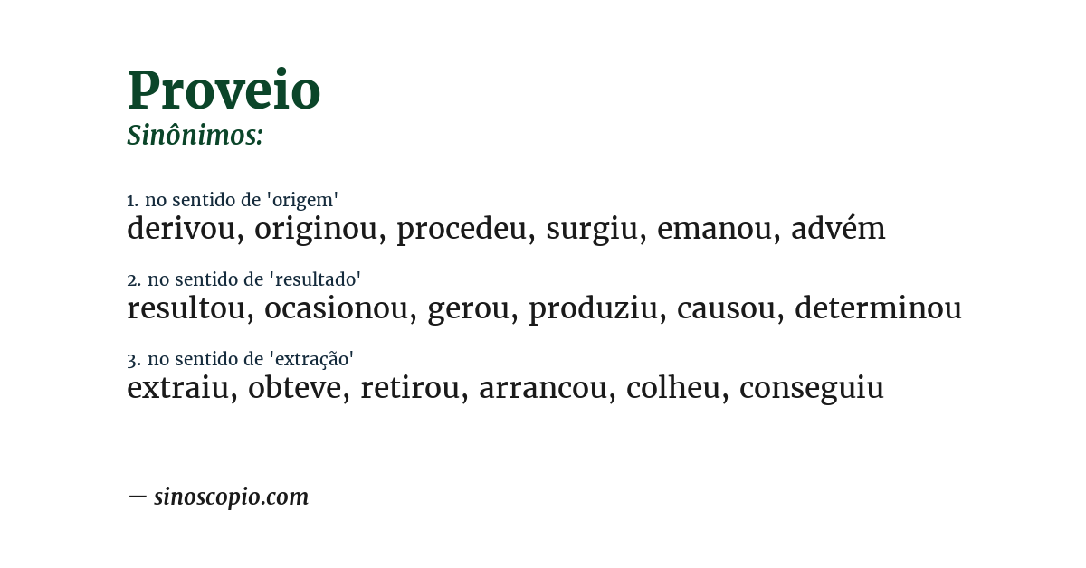 Sinônimo de proveio