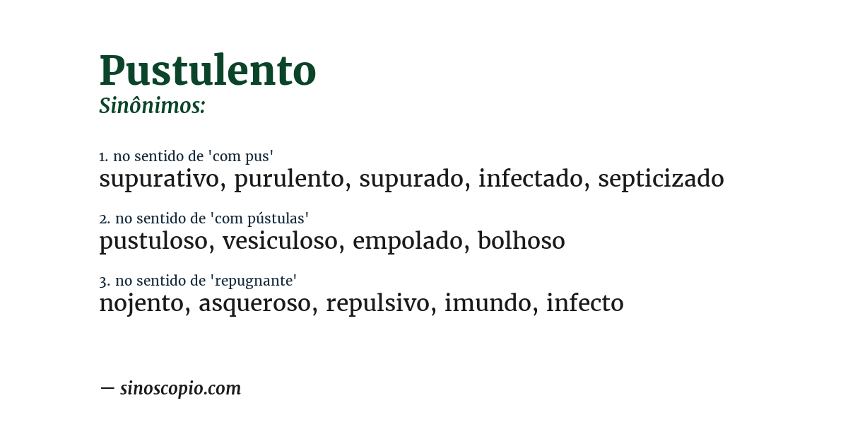 Sinônimo de pustulento
