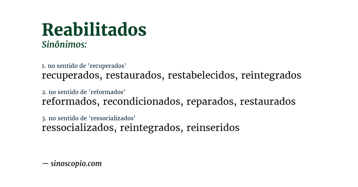 Sinônimo de reabilitados
