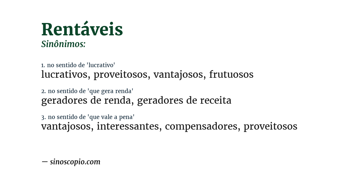 Sinônimo de rentáveis