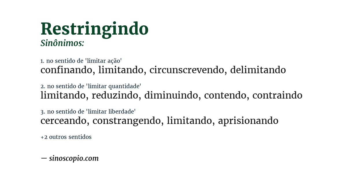 Sinônimo de restringindo