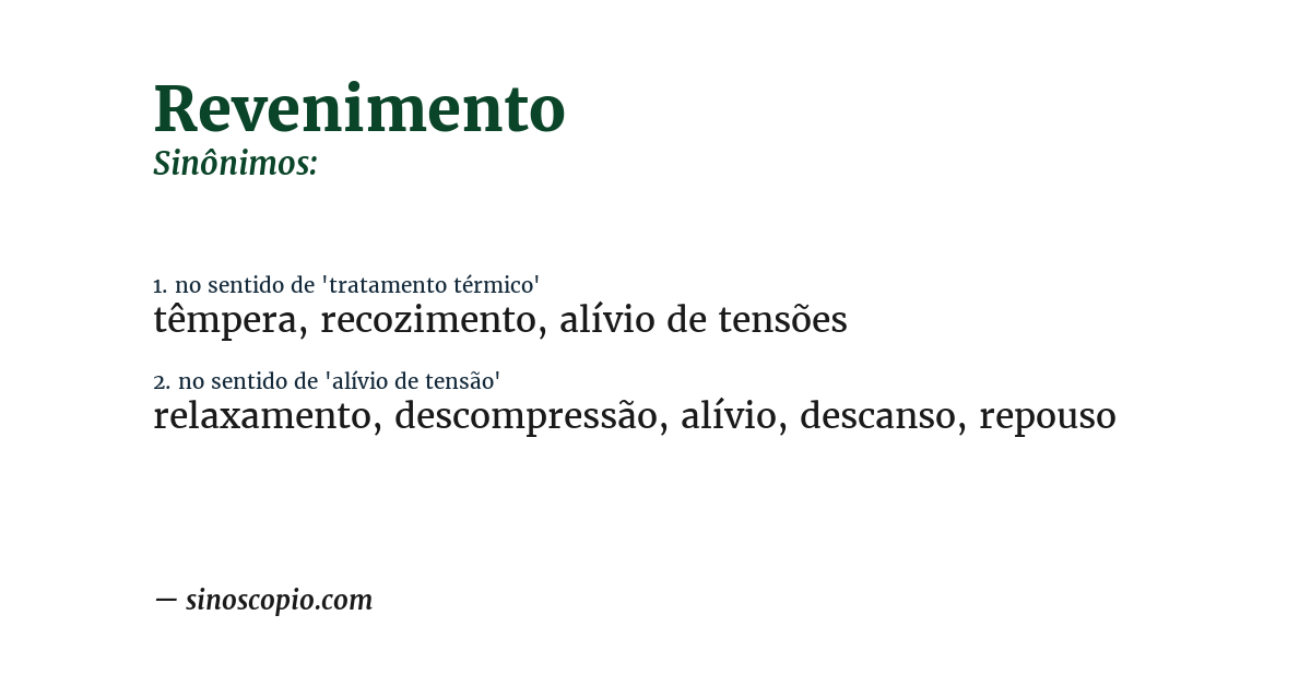 Sinônimo de revenimento