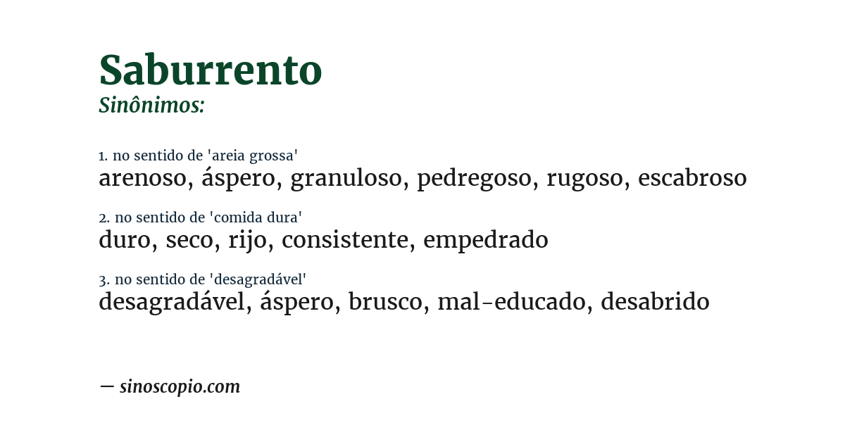 Sinônimo de saburrento