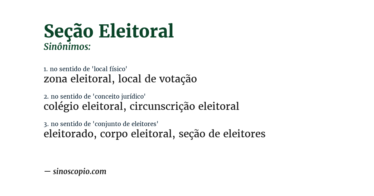 Sinônimo de seção eleitoral