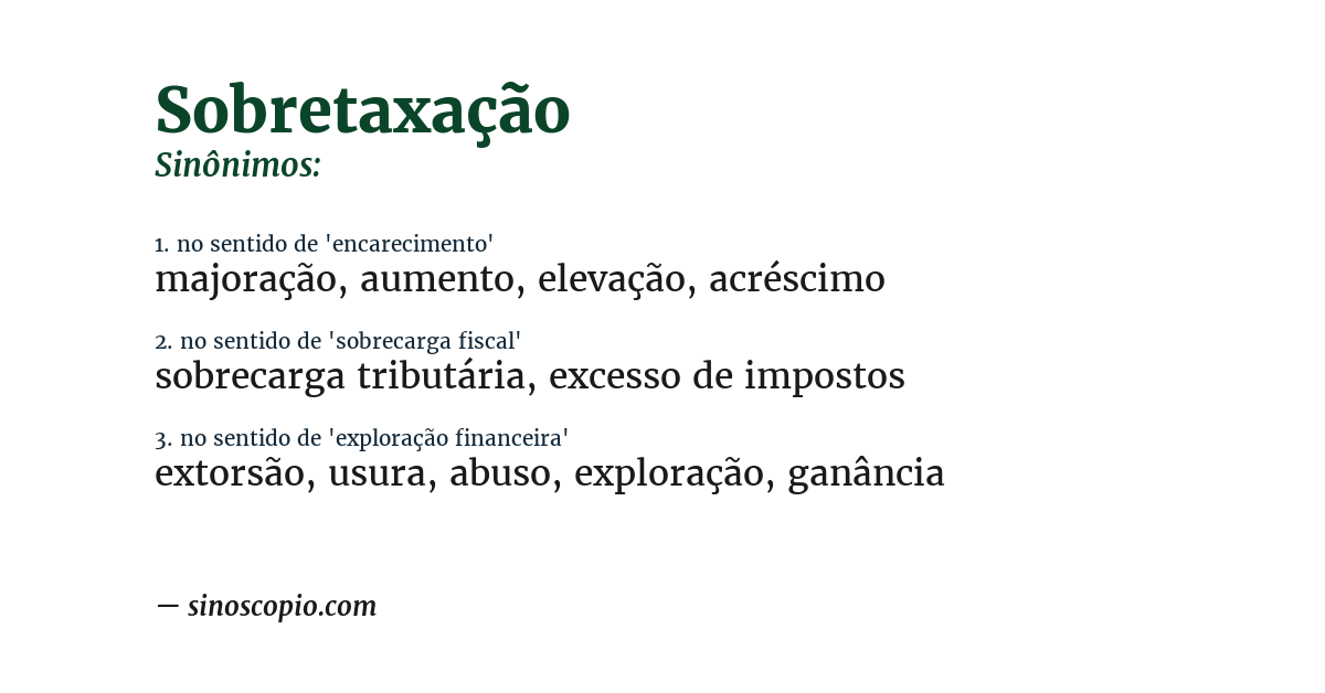 Sinônimo de sobretaxação