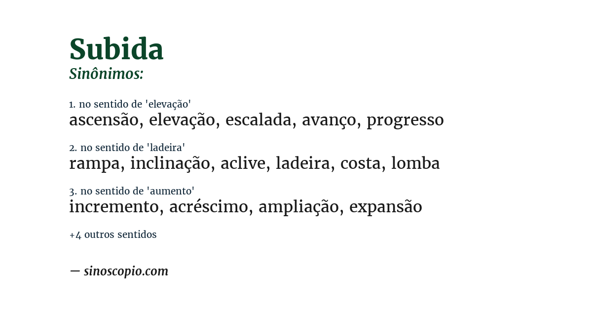 Sinônimo de subida