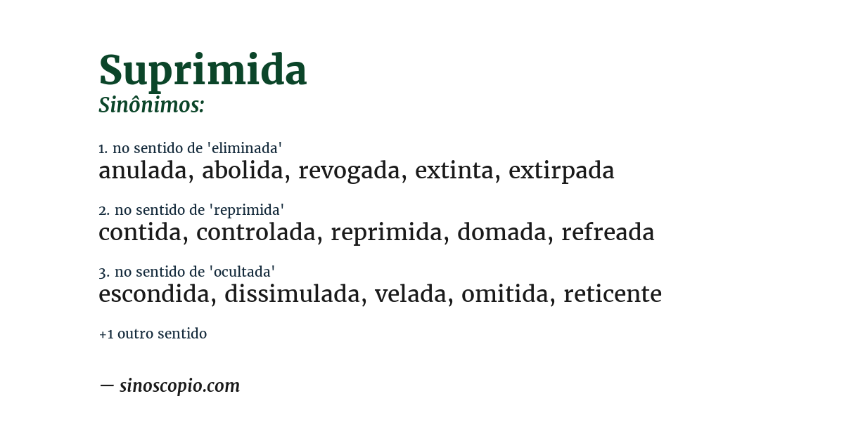 Sinônimo de suprimida