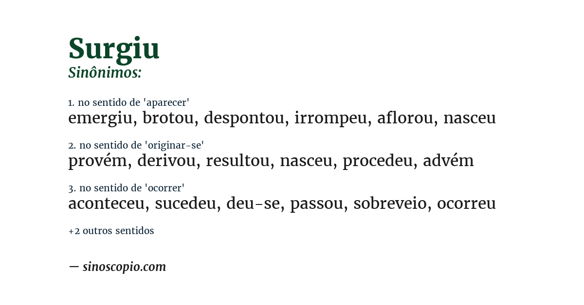 Sinônimo de surgiu