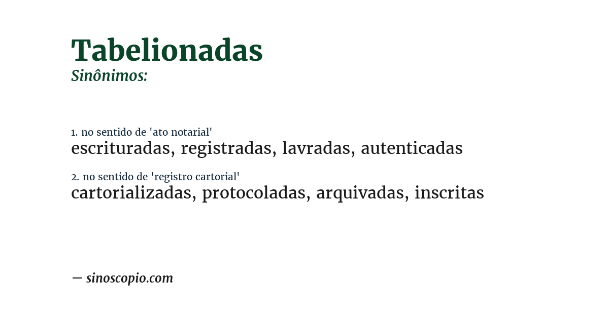 Sinônimo de tabelionadas