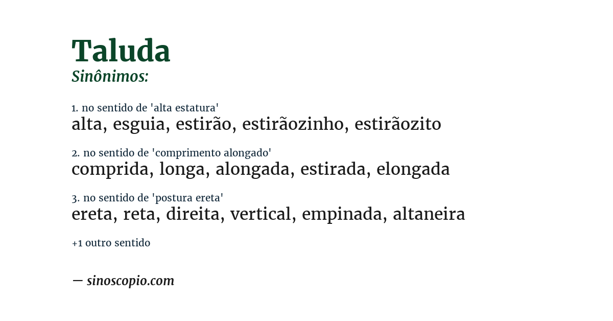 Sinônimo de taluda