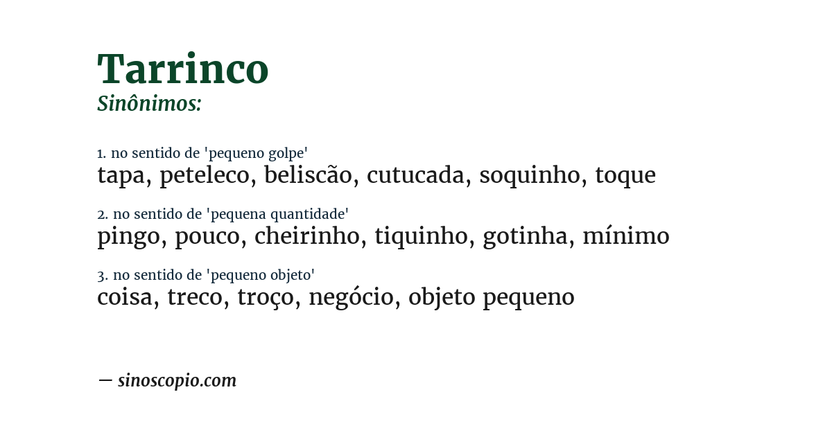 Sinônimo de tarrinco