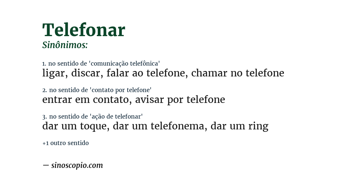 Sinônimo de telefonar