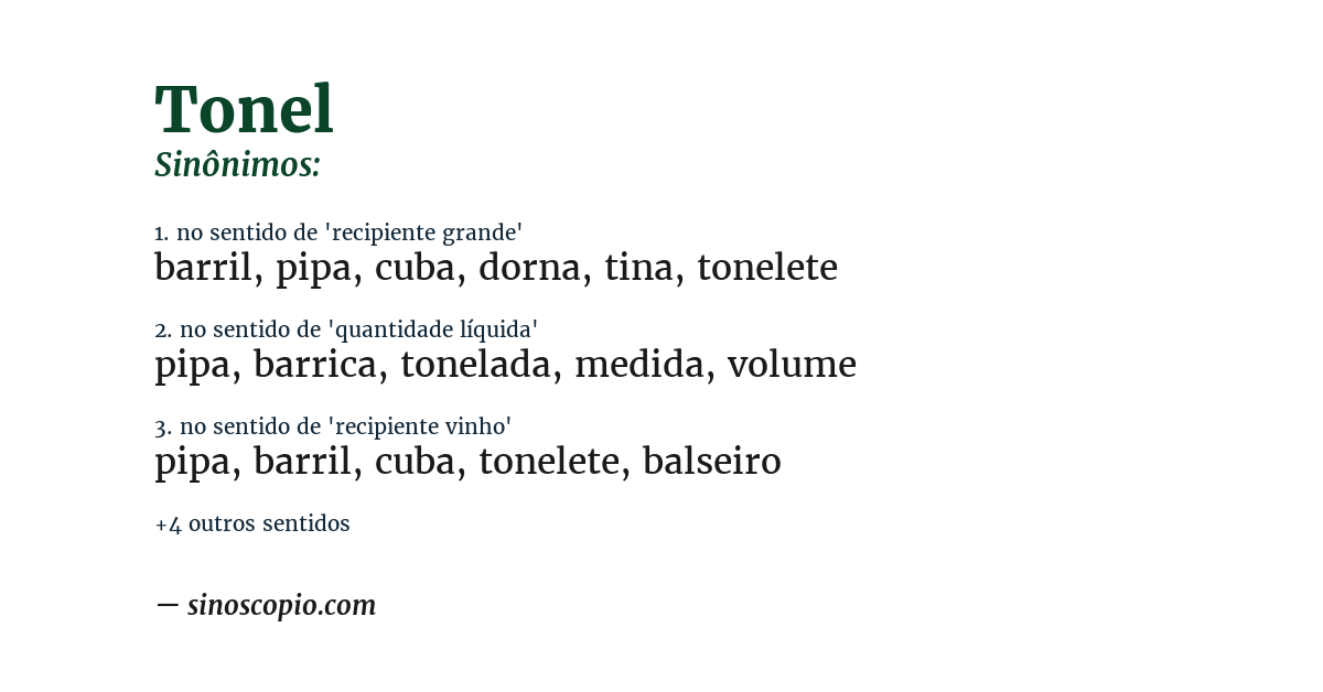 Sinônimo de tonel
