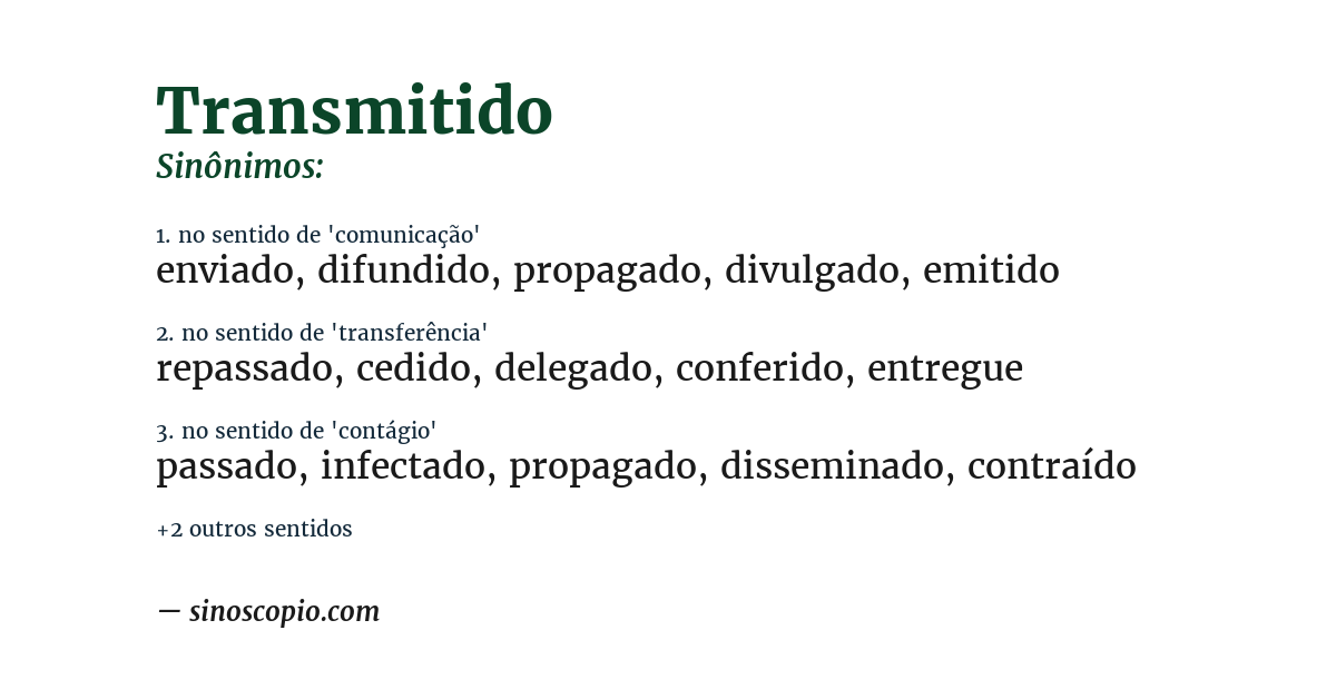 Sinônimo de transmitido
