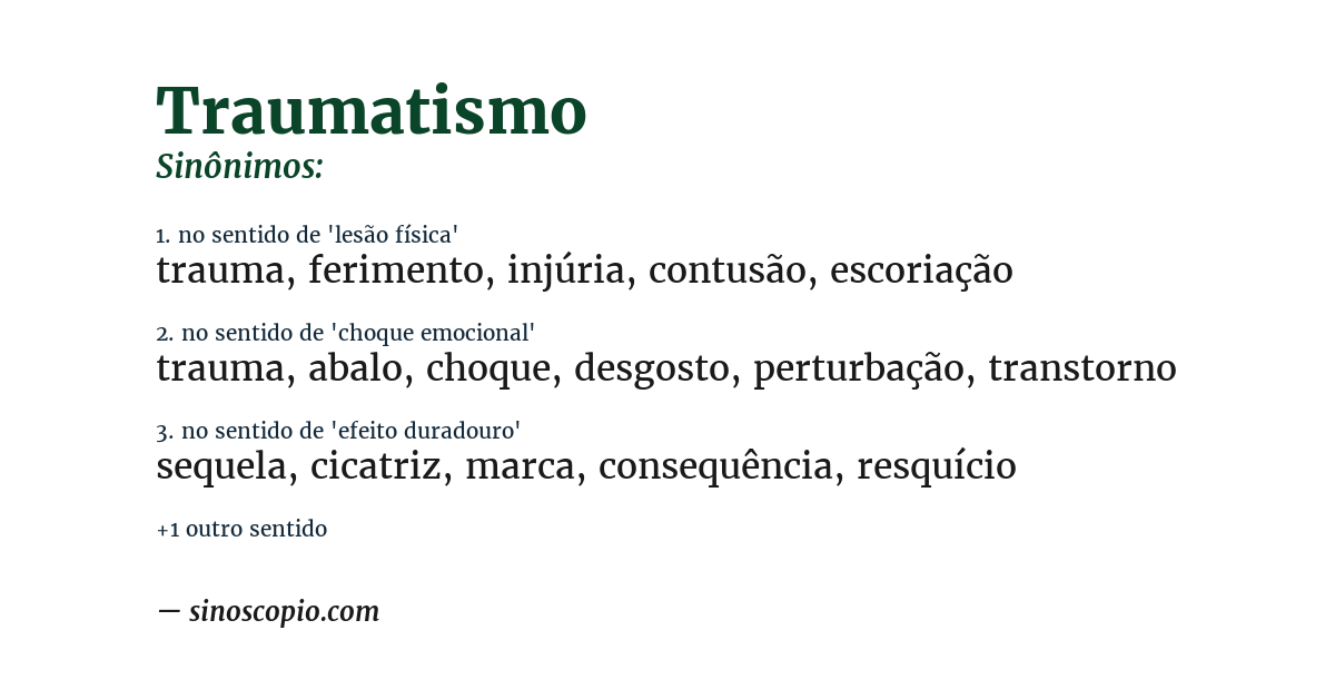 Sinônimo de traumatismo
