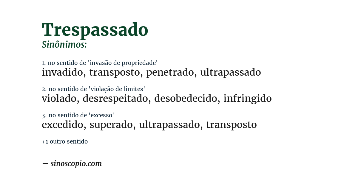 Sinônimo de trespassado