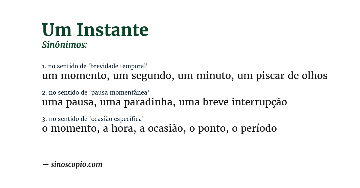 Sinônimo de um instante