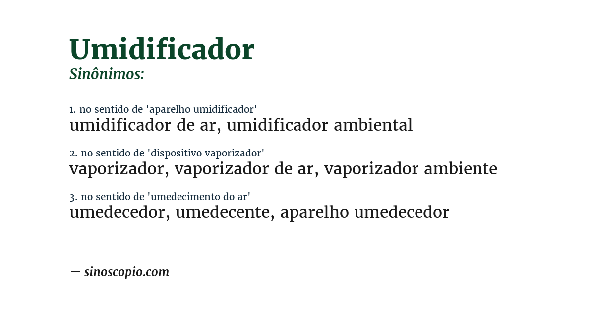 Sinônimo de umidificador
