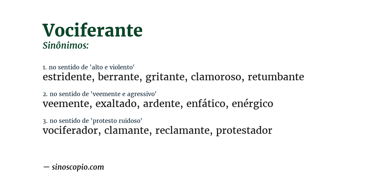 Sinônimo de vociferante