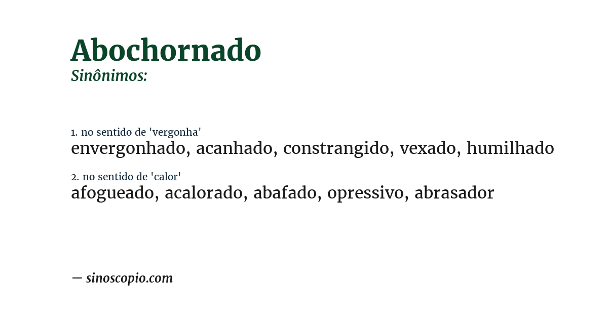 Sinônimo de abochornado