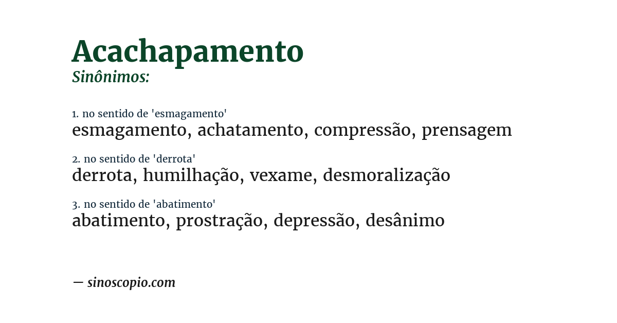 Sinônimo de acachapamento
