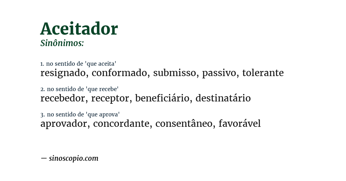 Sinônimo de aceitador