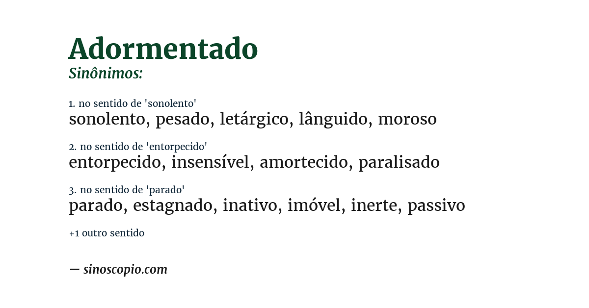 Sinônimo de adormentado