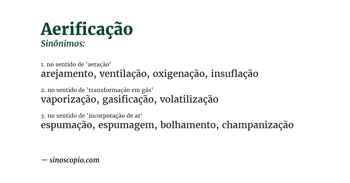 Sinônimo de aerificação