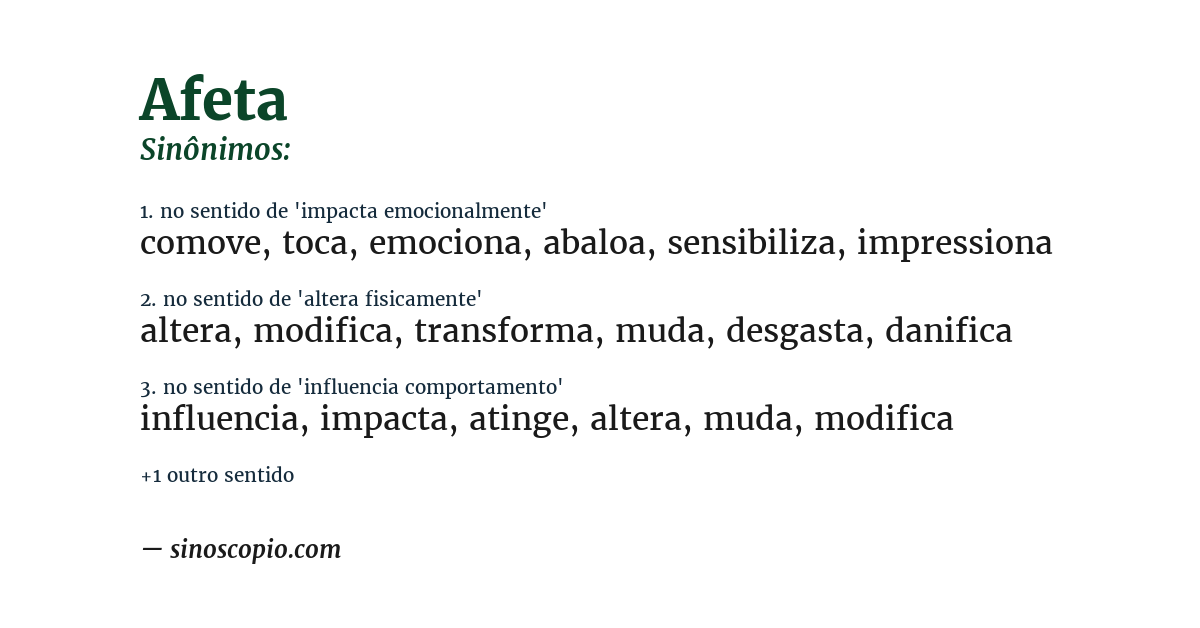 Sinônimo de afeta