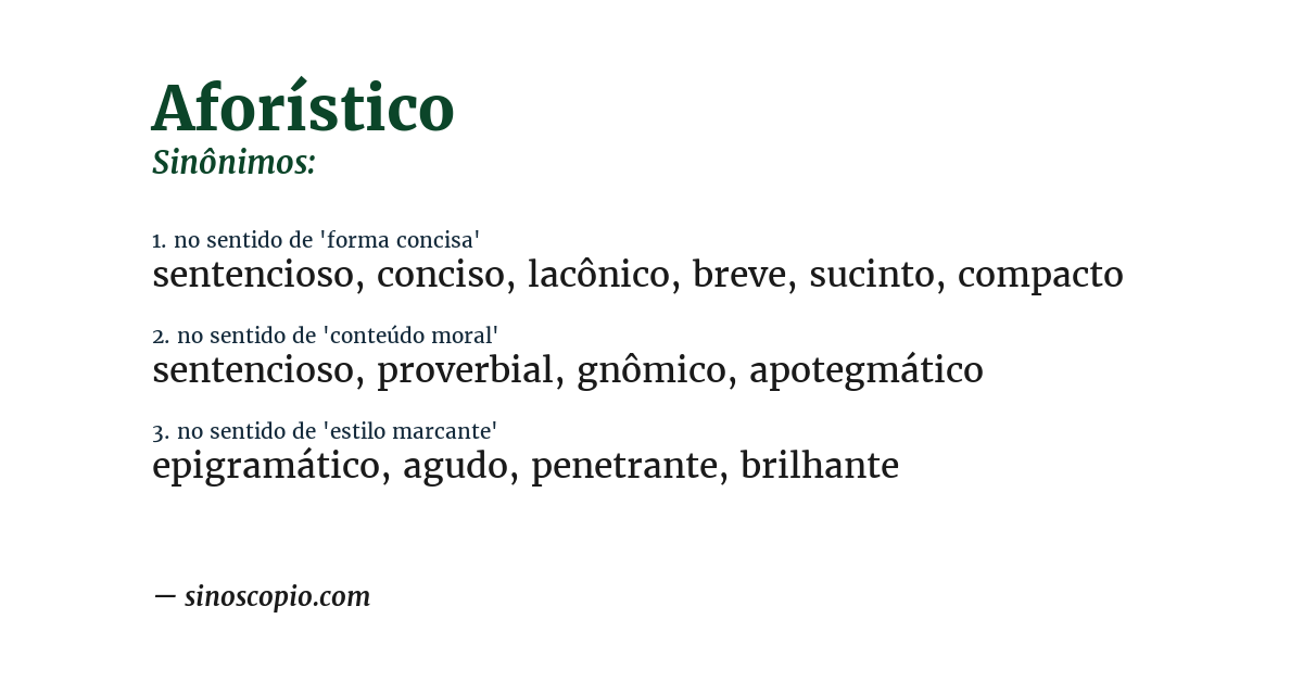 Sinônimo de aforístico