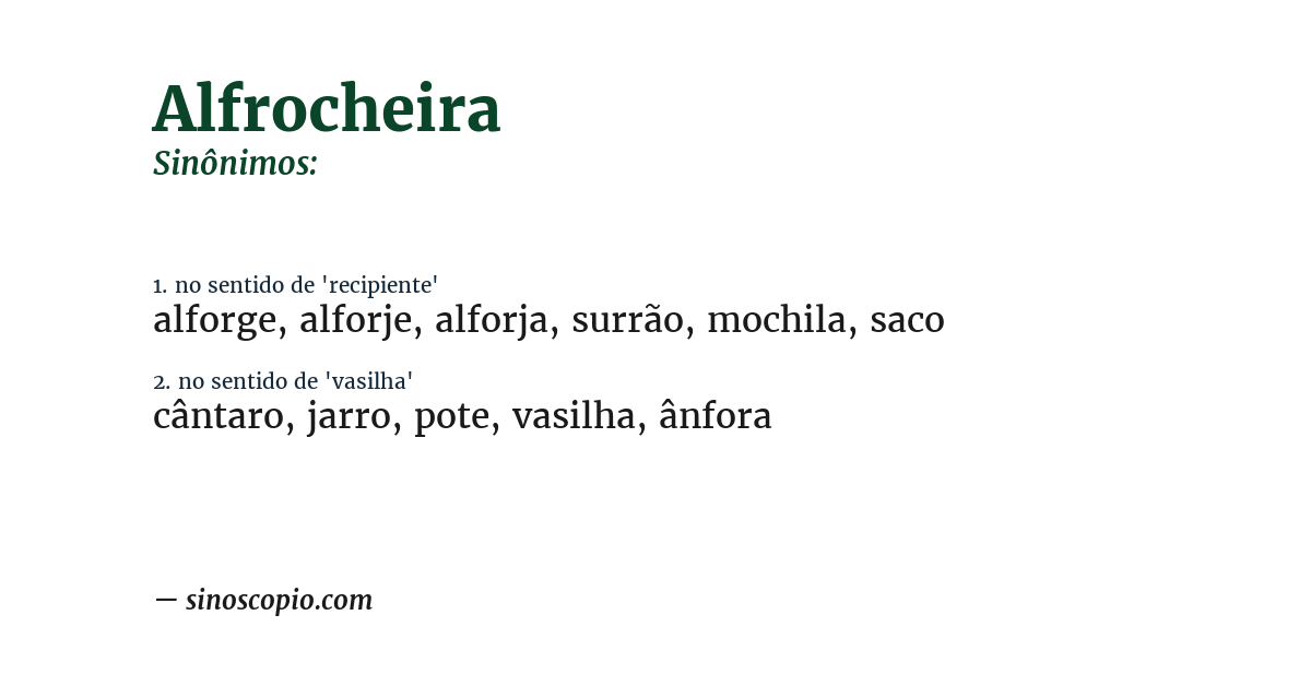 Sinônimo de alfrocheira